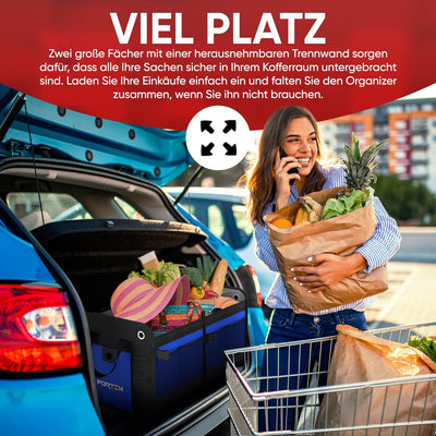 FORTEM Kofferraum Organizer, Kofferraumtasche, Zusammenklappbarer Auto Organizer Kofferraum mit Fäch
