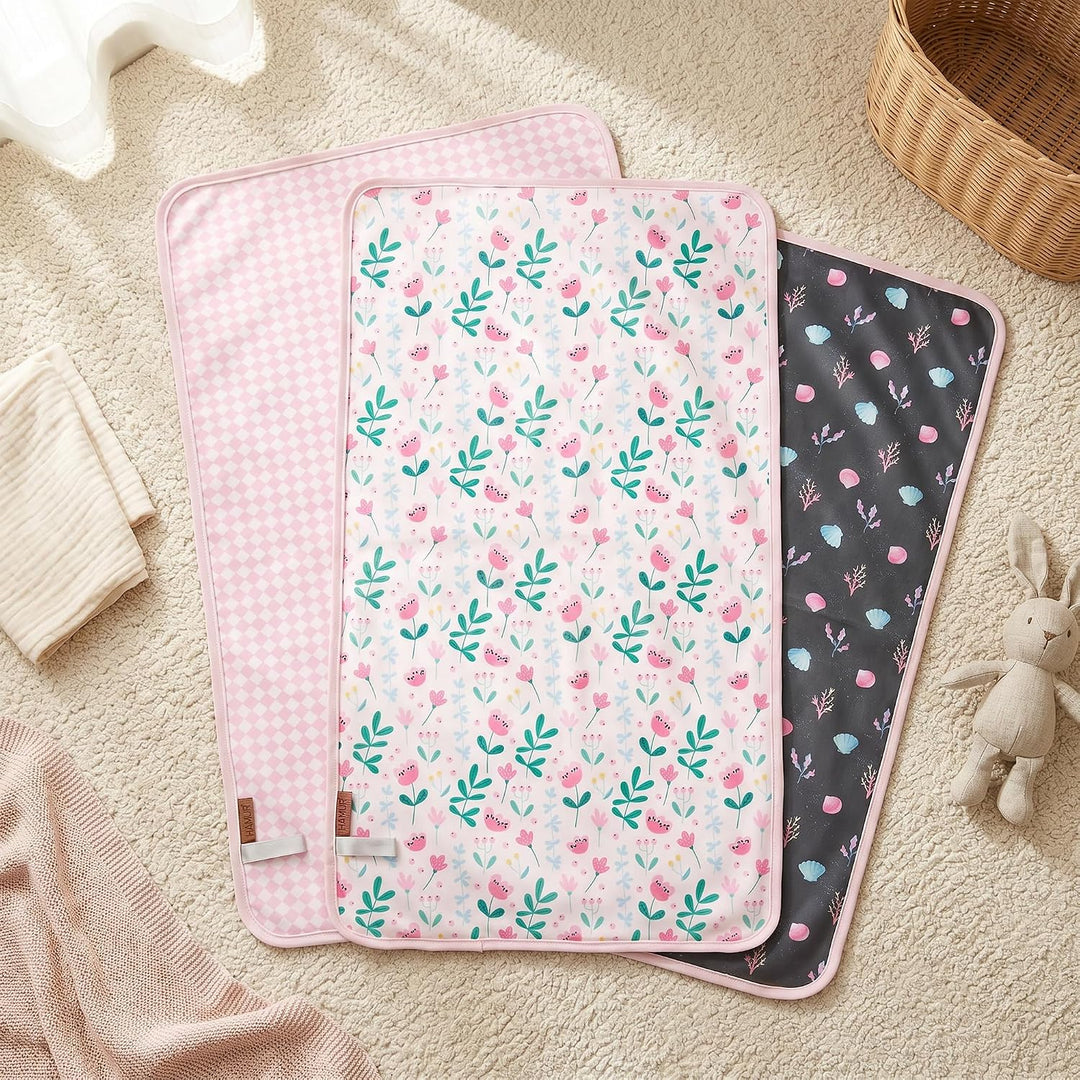 Hamur Home Tragbare Wickelunterlage Wasserdichte 40 x 70 cm 3er Set, Wiederverwendbare Baby Wickelau