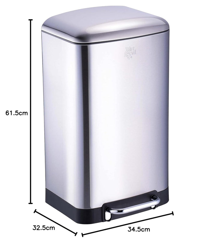 Dirt Devil Tretmülleimer 30L – Mülleimer Küche mit Soft Close – Abfalleimer aus Edelstahl – Herausne