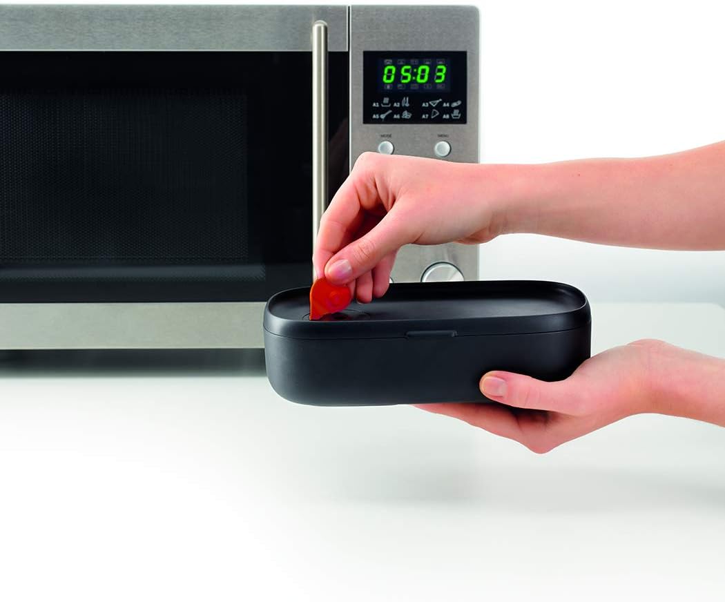 Lékué Hermetische Lunchbox für Lebensmittel mit Besteck, Polypropylen, schwarz, Standard, 19x10x11 c