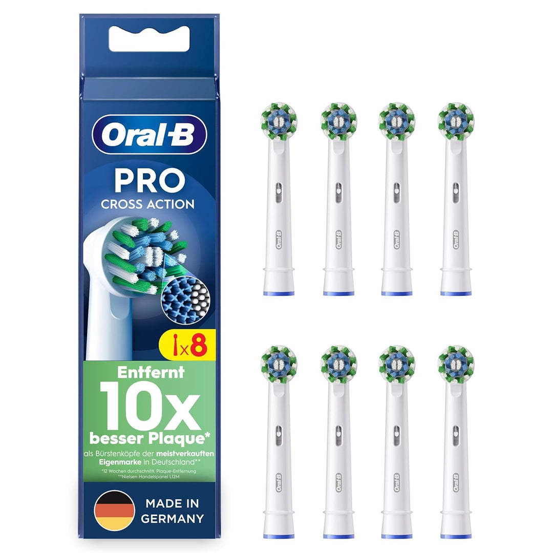 Oral-B Pro CrossAction Aufsteckbürsten für elektrische Zahnbürste, 8 Stück, überlegene Zahnreinigung