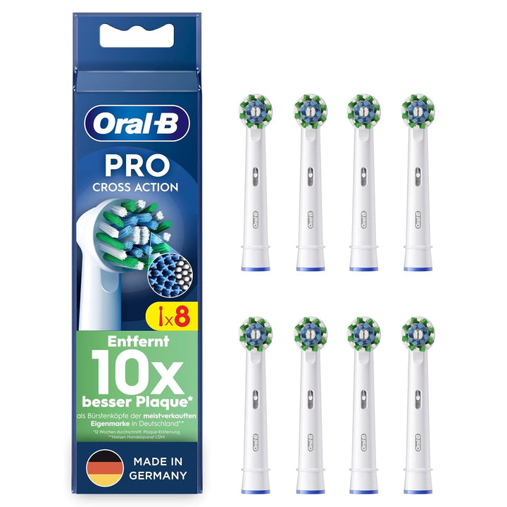 Oral-B Pro CrossAction Aufsteckbürsten für elektrische Zahnbürste, 8 Stück, überlegene Zahnreinigung