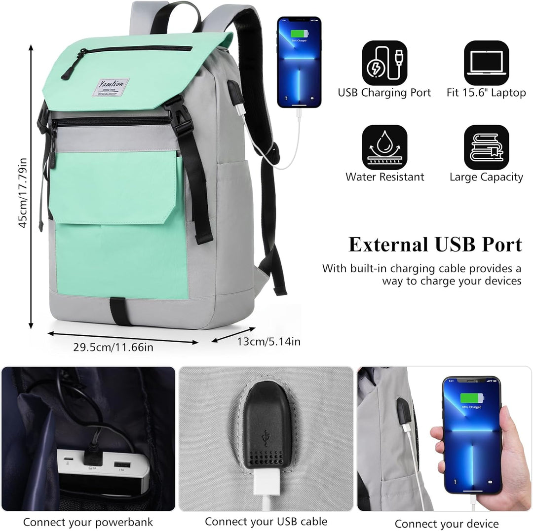 YAMTION Rucksack Teenager Mädchen mit 17 Zoll Laptopfach Schultasche Jungen Schulranzen Rucksack Lap