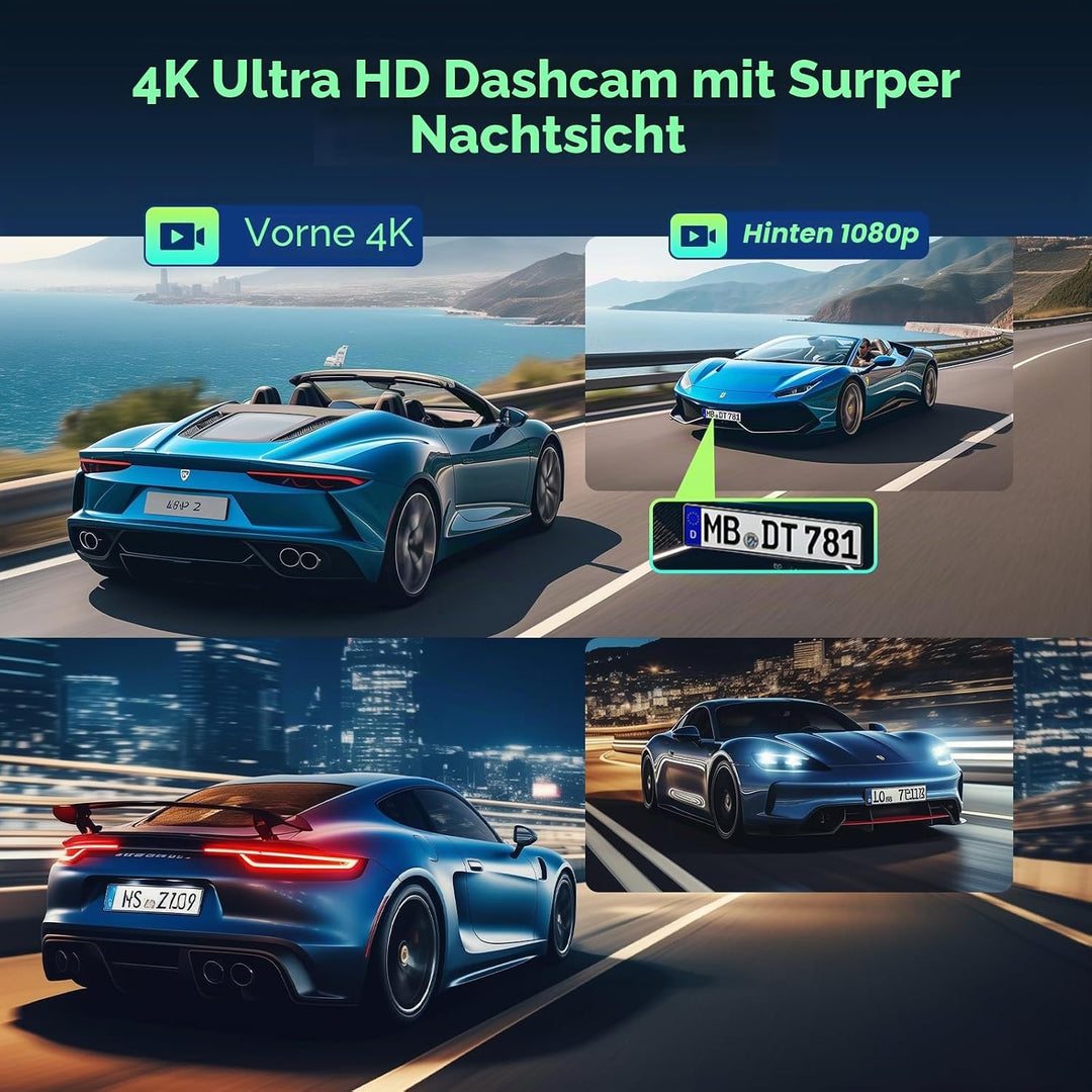 LAMTTO Wireless CarPlay Display mit 4K+1080P Dashcam Vorne Hinten und 6,25 Zoll Bildschirm, Tragbare