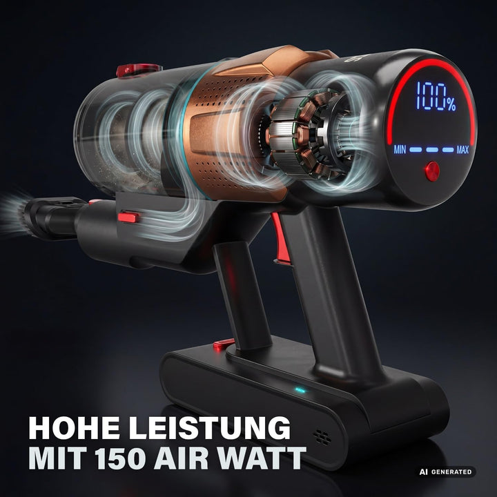 Princess Akku staubsauger, 150 AirWatt, Bis zu 50 Minuten Laufzeit, 339525 Purpurgold, Purpurgold