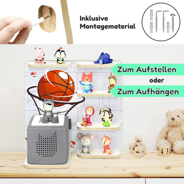 stadtecken Holzregal für Musikbox – Passend für Toniebox &amp; ca. 30 Tonies | Perfekte Aufbewahrung für
