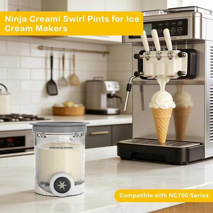 4 Stück Eisbehälter 480 ml für Ninja Swirl NC700 / NC701EU, Eiscreme Behälter für Ninja Eismaschine