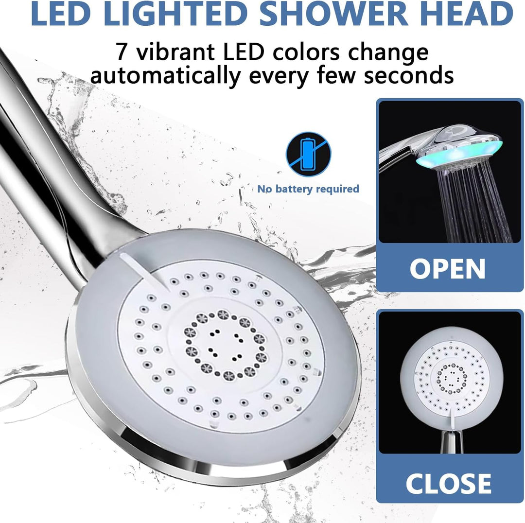 Duschkopf LED 7 Farben, Multifunktions-Handbrause Dusche LED, 12.5CM Handbrause Duschkopf mit LED Be