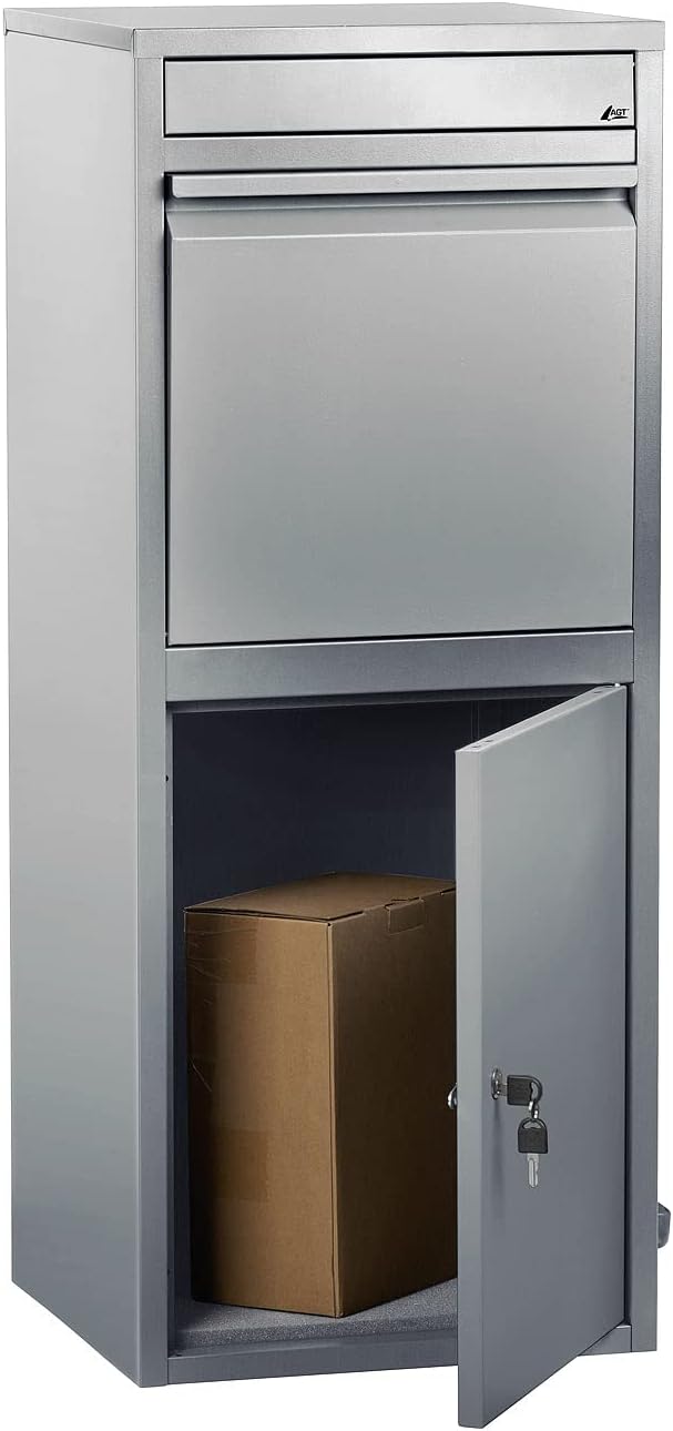 AGT Paketkasten: Stand-Paketbriefkasten mit Rückholsperre, Stahlblech, 2 Schlüssel (Paketklappe, Sta