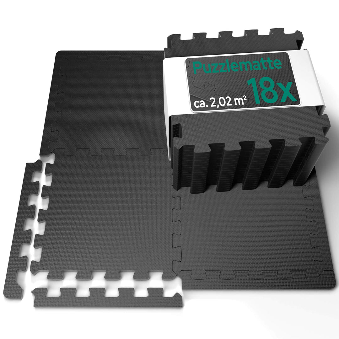 Arebos EVA Puzzlematte 18-teilig | Bodenschutzmatte ca. 2,02 m² inkl. Randstücke | Fitness, Pool & S