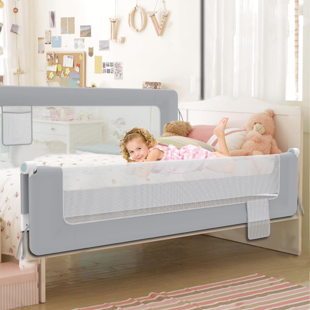 UISEBRT Bettgitter 200cm Bettschutzgitter Klappbar für Kleinkinder, Rausfallschutz Höhenverstellbar
