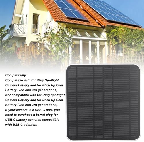 12 W Solarpanel Ladegerät für Ringkamera, IP65 Wasserdichtes, Verstellbares, Wandmontiertes Solarpan