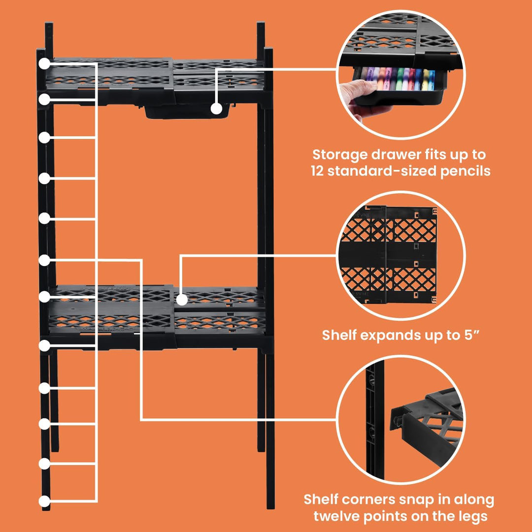 LockerMate Doppeltes Spindregal, verstellbare Breite und Höhe, passend für die meisten Schulspinde,
