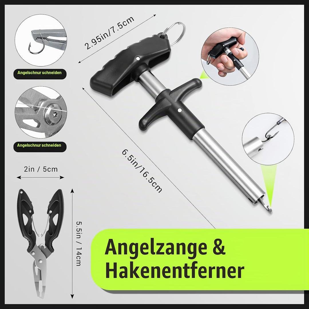 605-Stückiges 4-Regal Angelkoffer mit Zubehör, Premium-Angelset inklusive Angelköder-Set &amp; Angelhake