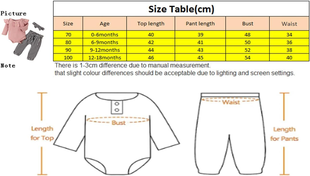 Neugeborenes Baby Mädchen Kleidung Rüschen Strampler + Schleife Denim Hosen Outfits Set 9–12 Monate