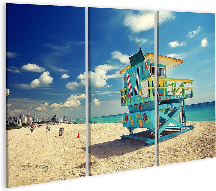 islandburner Bild auf Leinwand Südstrand In Miami Florida Bilder Wandbilder Poster Leinwand 130x80cm