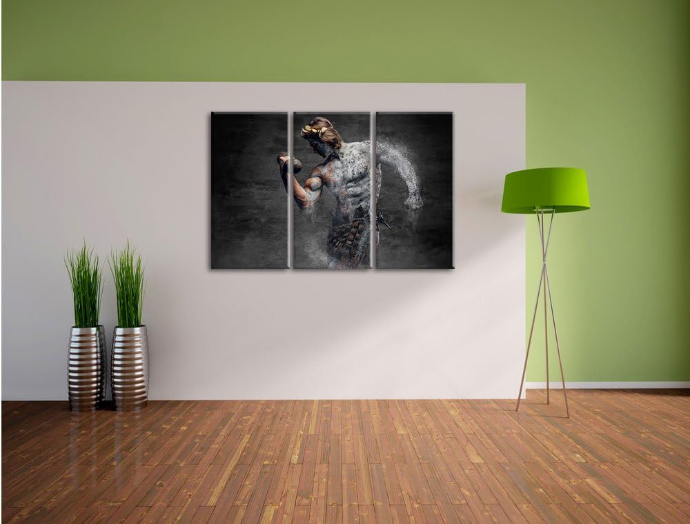 Pixxprint antiker männlicher Sportler als Leinwandbild | Grösse: 3 Teilig (120x80) | Wandbild| Kunst