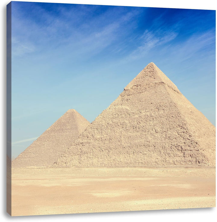 Pixxprint Beeindruckende Pyramiden von Gizeh als Leinwandbild/Grösse: 70x70 cm/Wandbild/Kunstdruck/f