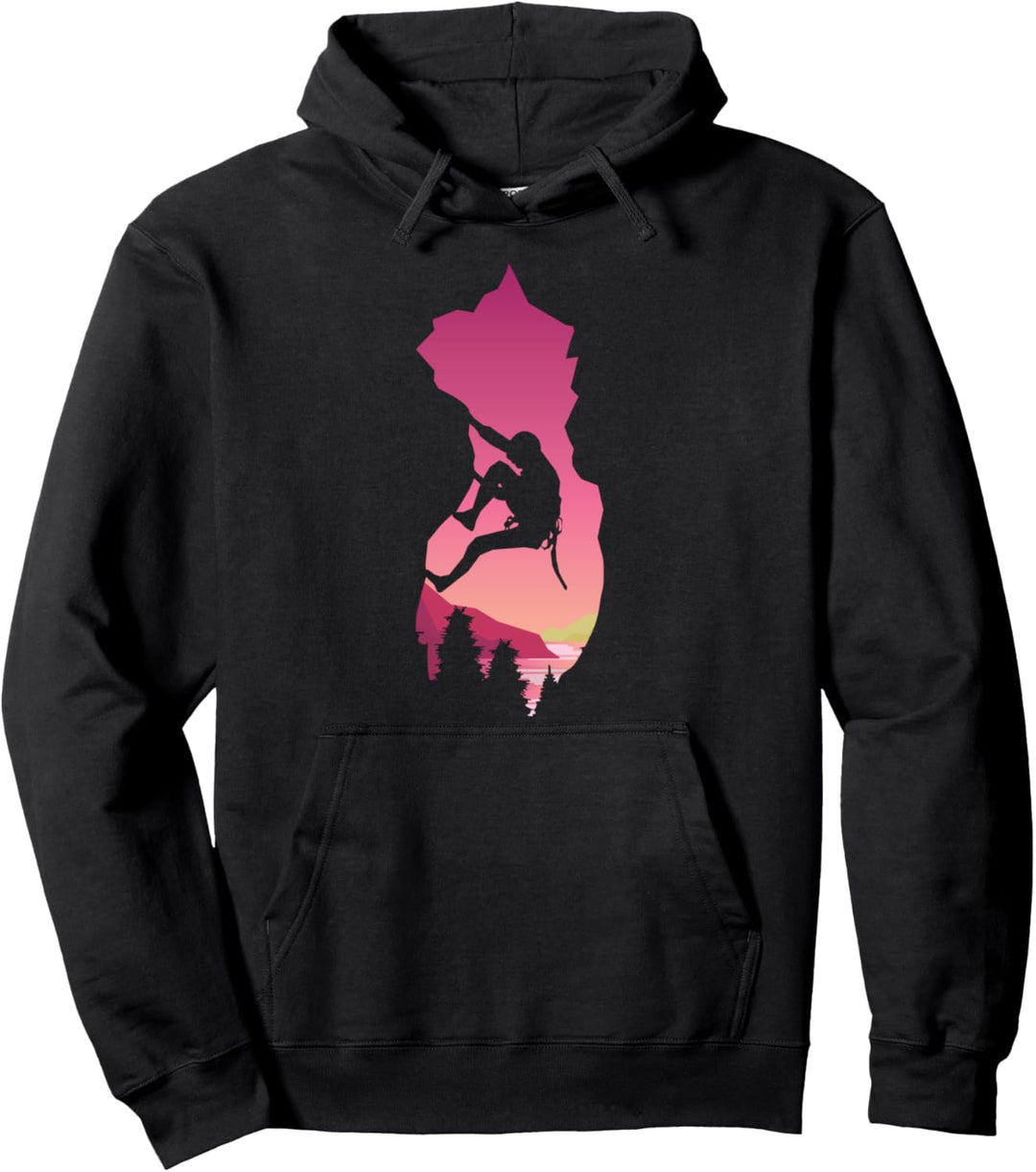 Klettern Kletterer Boulder Abenteuer Sonnenuntergang Pullover Hoodie