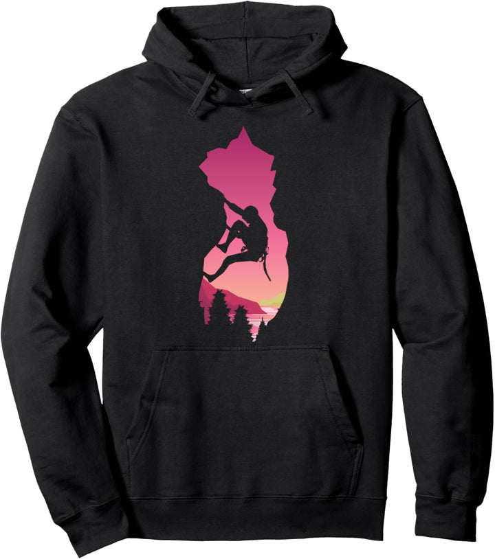 Klettern Kletterer Boulder Abenteuer Sonnenuntergang Pullover Hoodie