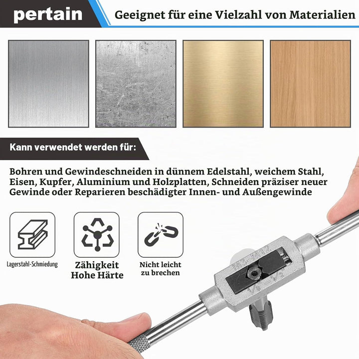 HSEAMALL Gewindeschneidsatz, 40-teilig, M3-M12 Gewindebohrer und Schneideisen 40 pcs Silver, 40 pcs