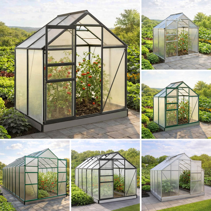 BRAST® Gewächshaus Aluminium mit Fundament rostfrei 40 Modelle 130x190x195cm - 490x250x235cm 6mm Pla