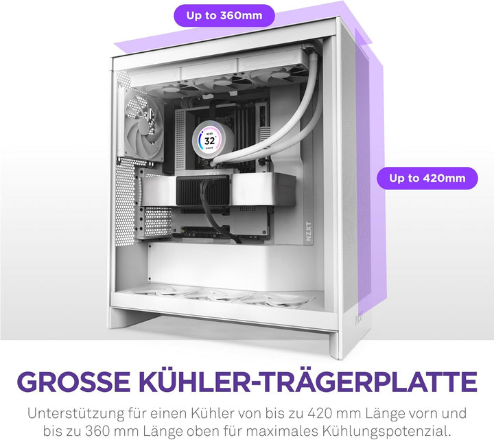 NZXT H7 Flow | Mid-Tower-ATX-Airflow-Gehäuse | Bis zu 3 x 120-mm-Lüfter im Boden zur direkten GPU-Kü