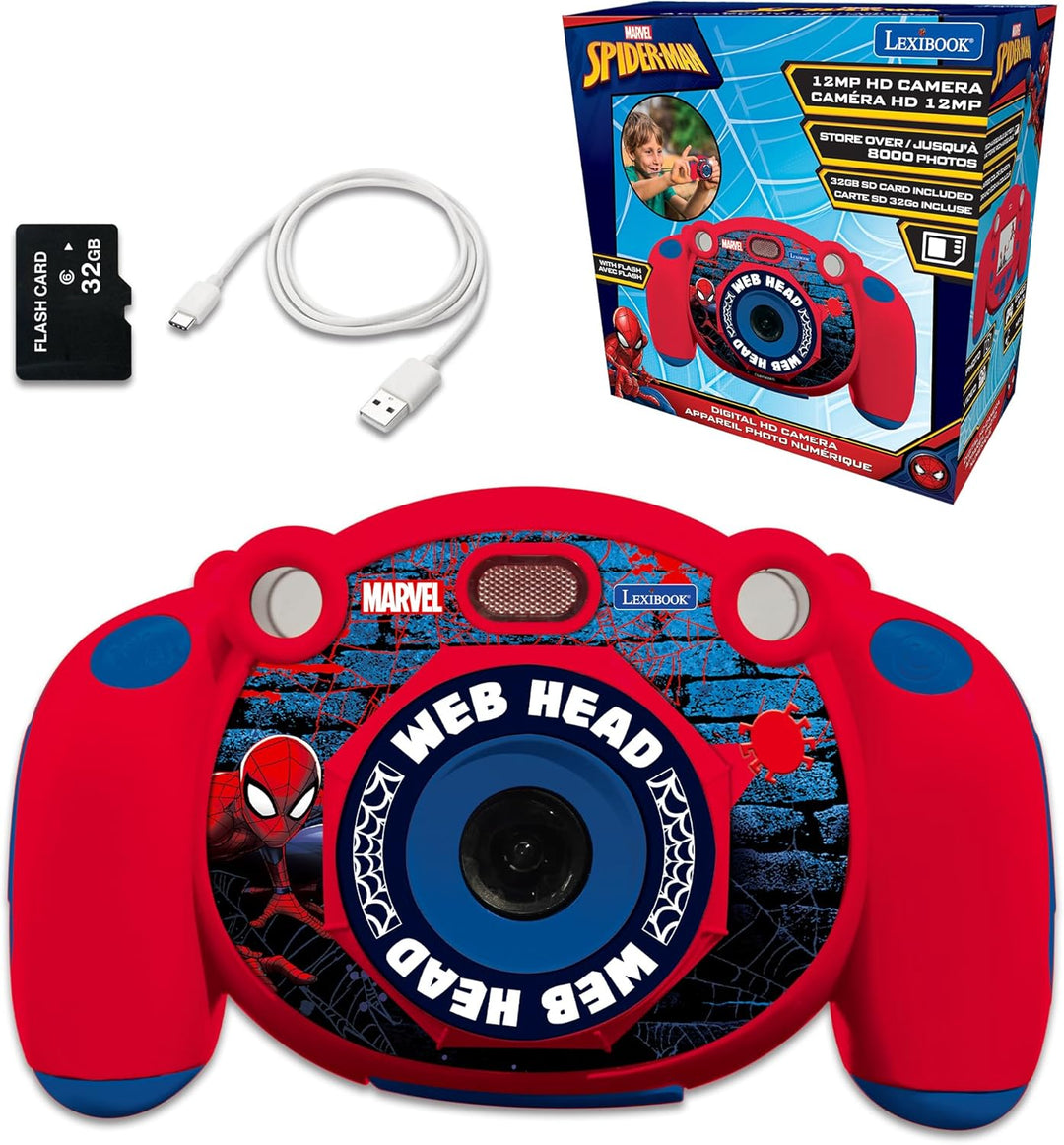Lexibook DJ080SP Spiderman-Kinder-Digitalkamera mit Foto-und Videofunktion, Spiele, Rot/blau Spider-