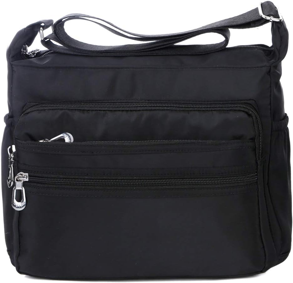 NOTAG Damen Umhängetasche, Wasserdicht Nylon Schultertasche Multi-Tasche Messenger Bag 2 Size (Schwa