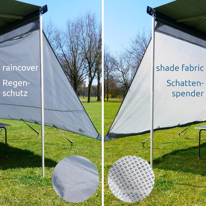 yourGEAR Sun + Rain Blocker 3,7 x 2 m - Vorderwand für Markise schützt vor Sonne, Wind und Regen