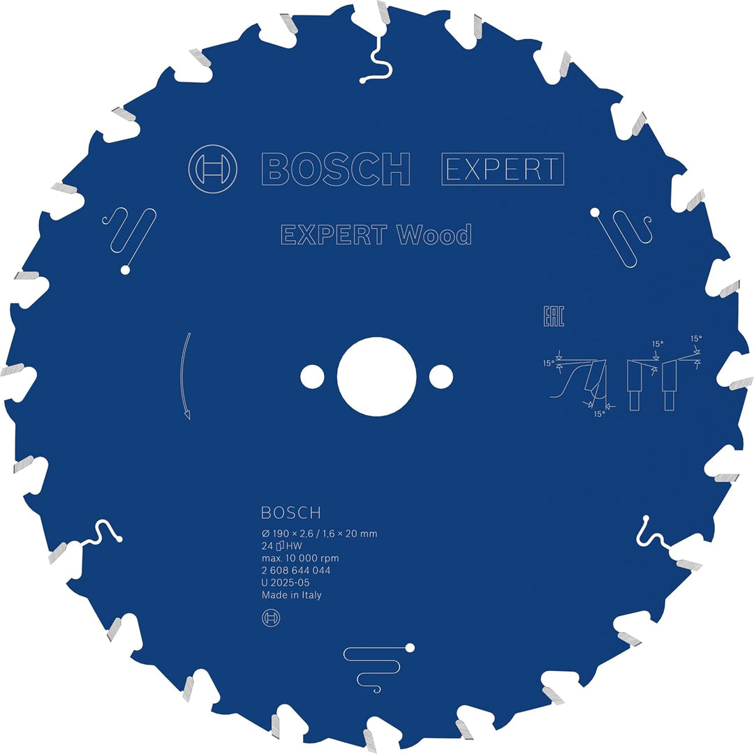 Bosch Professional 1x Kreissägeblatt Expert for Wood (Holz, Sägeblatt Ø 190 x 20 x 2,6 mm, 24 Zähne,