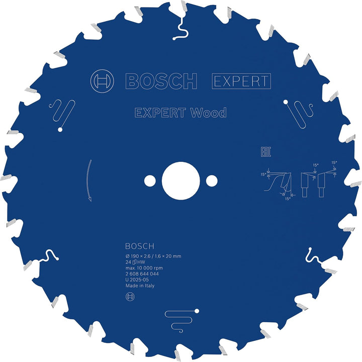 Bosch Professional 1x Kreissägeblatt Expert for Wood (Holz, Sägeblatt Ø 190 x 20 x 2,6 mm, 24 Zähne,