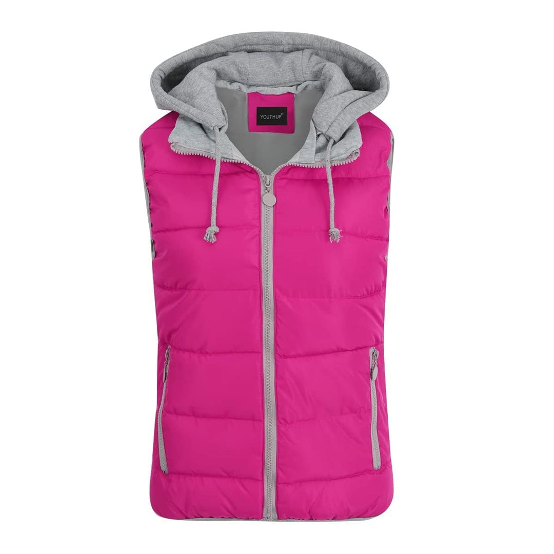 YOUTHUP West Damen Steppweste mit Kapuze Leicht Winterweste Freizeit Outdoor Ärmellos Jacke Gilet Bo