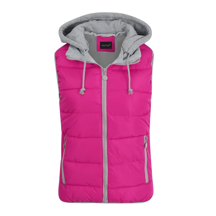 YOUTHUP West Damen Steppweste mit Kapuze Leicht Winterweste Freizeit Outdoor Ärmellos Jacke Gilet Bo