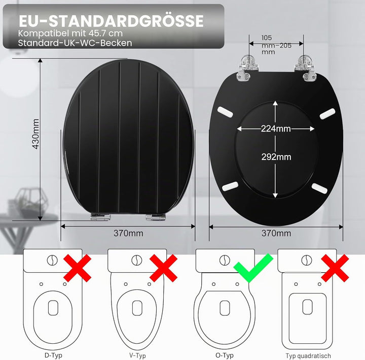 Angel Shield Weisser WC-Sitz aus Holz, antibakteriell, WC-Sitz passt nie verrutscht für Badezimmer m