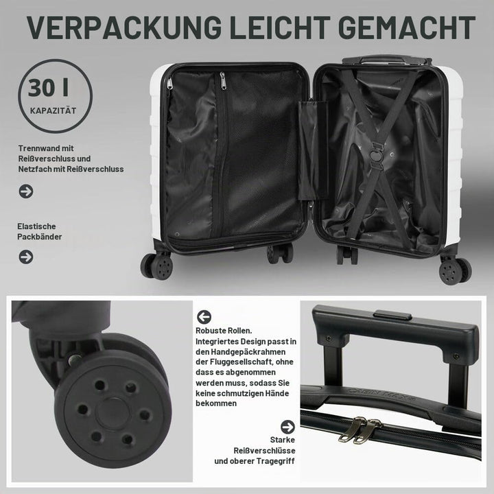 Cabin Max Anode 30L 45x36x20 cm Handgepäck Koffer – leicht, Hartschale, 4 Räder, Leichtes Handgepäck