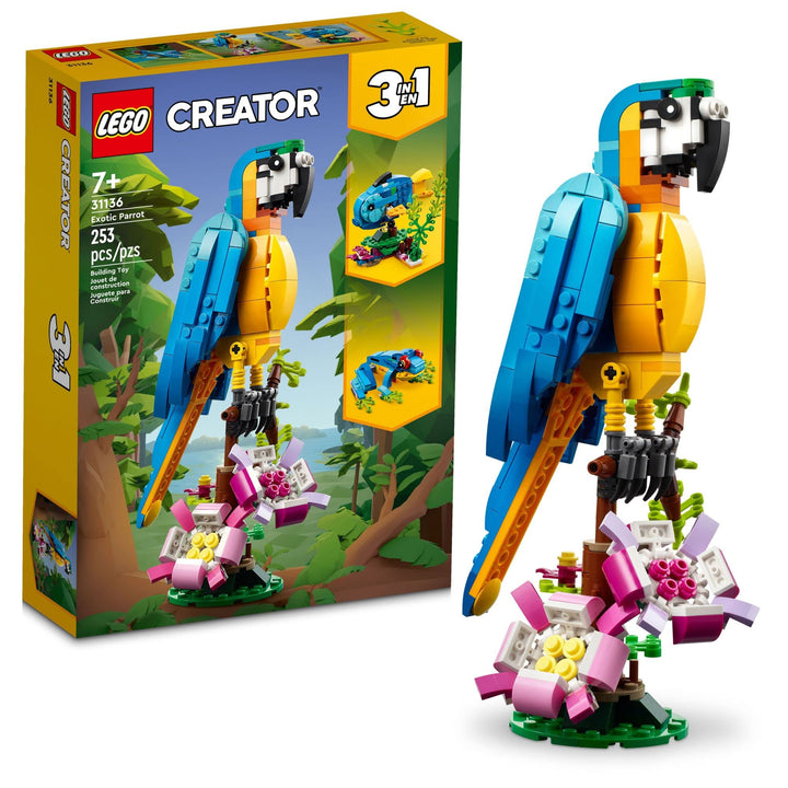 LEGO Creator 3 in 1 Exotic Parrot to Frog to Fish 31136 Animal Figures Building Toy Kreativspielzeug