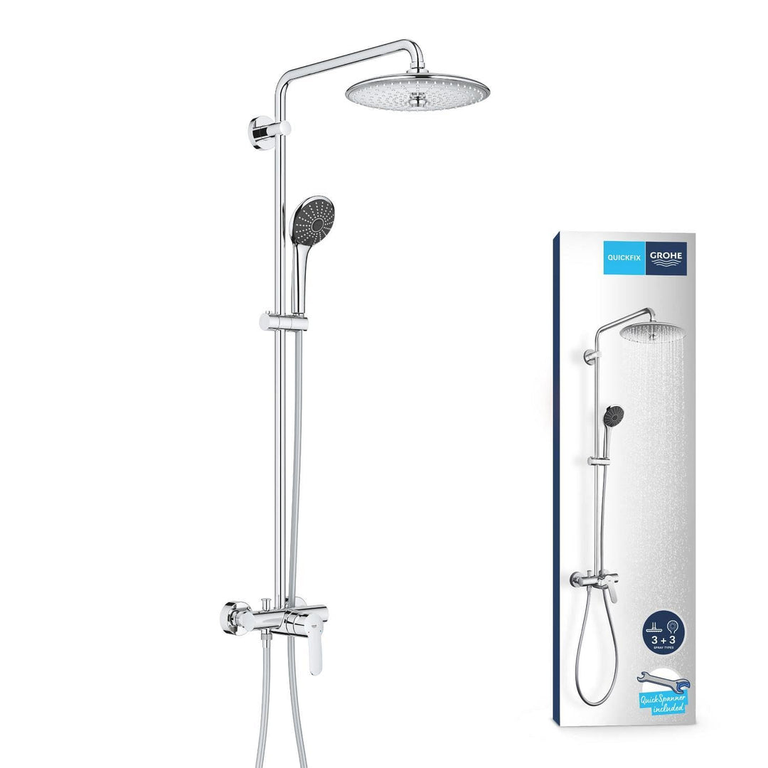 GROHE Vitalio Joy 260 - Duschsystem mit Einhandmischer (wassersparend, 3 Strahlarten, Wandmontage, A