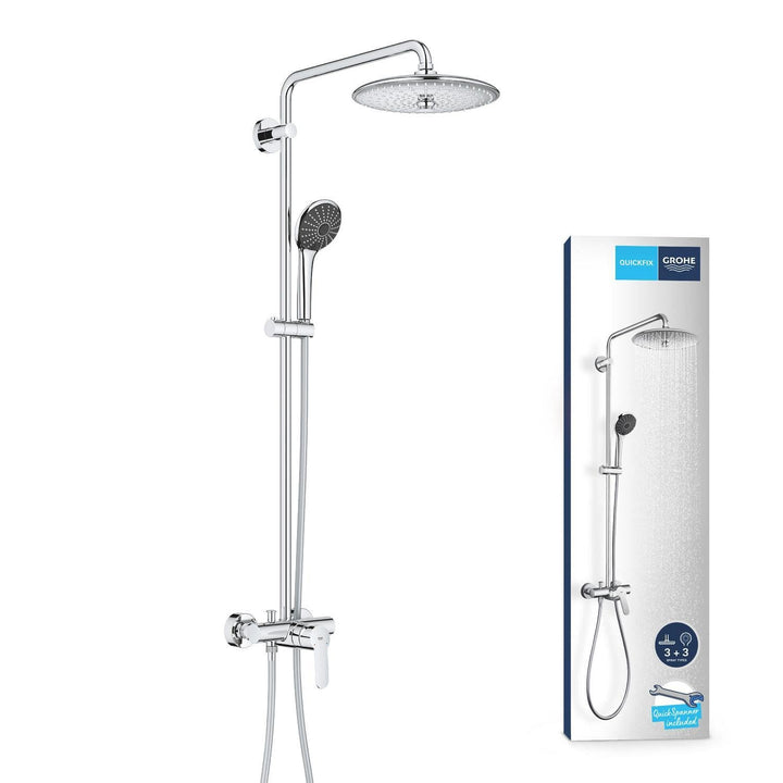 GROHE Vitalio Joy 260 - Duschsystem mit Einhandmischer (wassersparend, 3 Strahlarten, Wandmontage, A