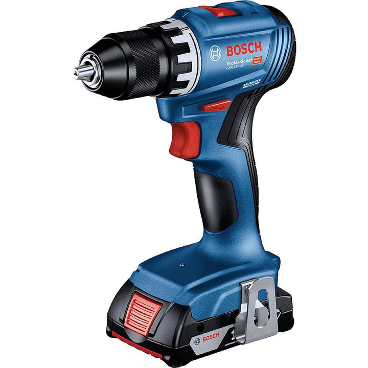 Bosch Professional 18V System Akku Bohrschrauber GSR 18V-45 (Drehzahl 1.900 min⁻¹, inkl. 2x 3.0Ah Ak