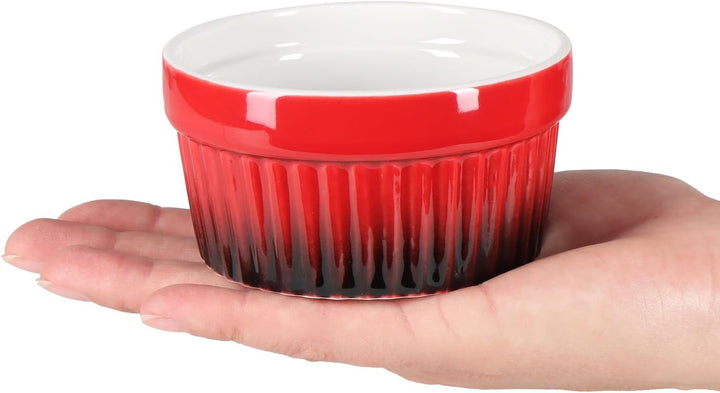 com-four® 6x Ragout Fin Schale - Ofenfeste Förmchen in rot - Creme Brulee Schälchen - Dessertschale