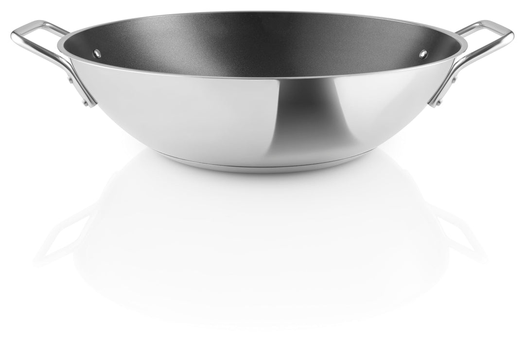 Eva Trio | Edelstahl-Wok 5,0 l 32 cm Keramik Slip-Let® Antihaftbeschichtung | EIN vielseitiges Werkz