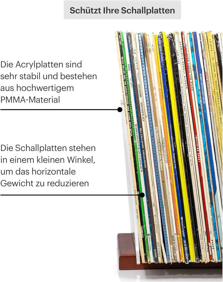 Schallplattenständer - Ein Plattenhalter im minimalistischen Design - 60 LP Kapazität - passt zu jed
