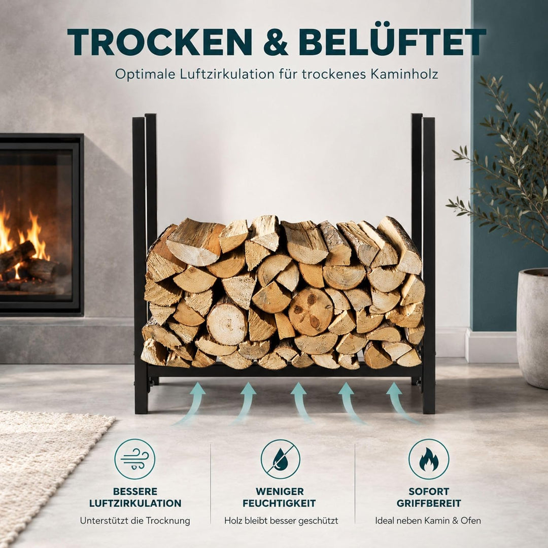 SCHMIDT security tools Kaminholzregal 60x25x61cm Stahl Schwarz Brennholzregal Holzstapelhilfe Holzun