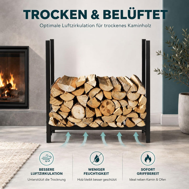 SCHMIDT security tools Kaminholzregal 60x25x61cm Stahl Schwarz Brennholzregal Holzstapelhilfe Holzun