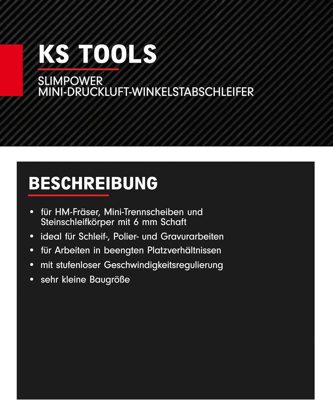 KS Tools Druckluft Winkelschleifer SlimPOWER 515.5535 19.000 U/min I Druckluftschleifer mit Geschwin