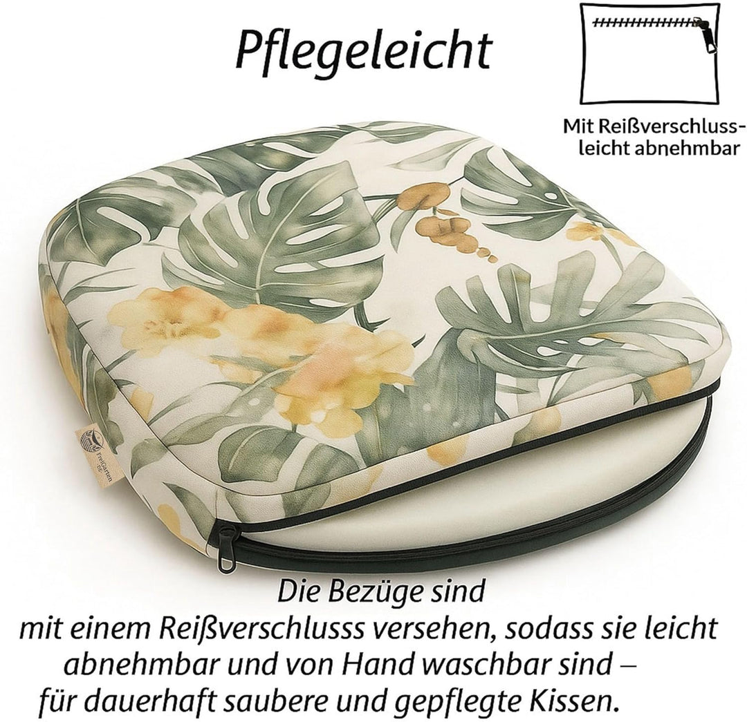 SILUK Sitzkissen 4er Set – Wasserdicht, Weich & Dick, Abnehmbarer Bezug mit Reissverschluss, Outdoor