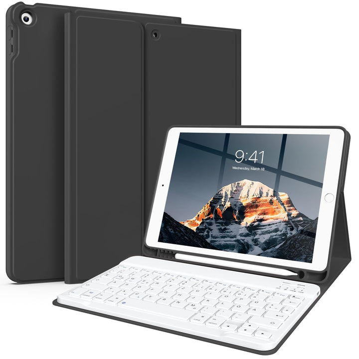 Tastatur Hülle für iPad 10.2 Zoll (9./8./7. Generation - 2021/2020/2019), Soft TPU Rückseite Gehäuse