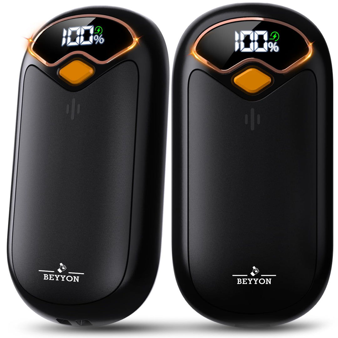 Handwärmer Elektrisch, 2er Pack - Zweiseitig heizende elektrische Handwärmer mit LED-Digitaldisplay,