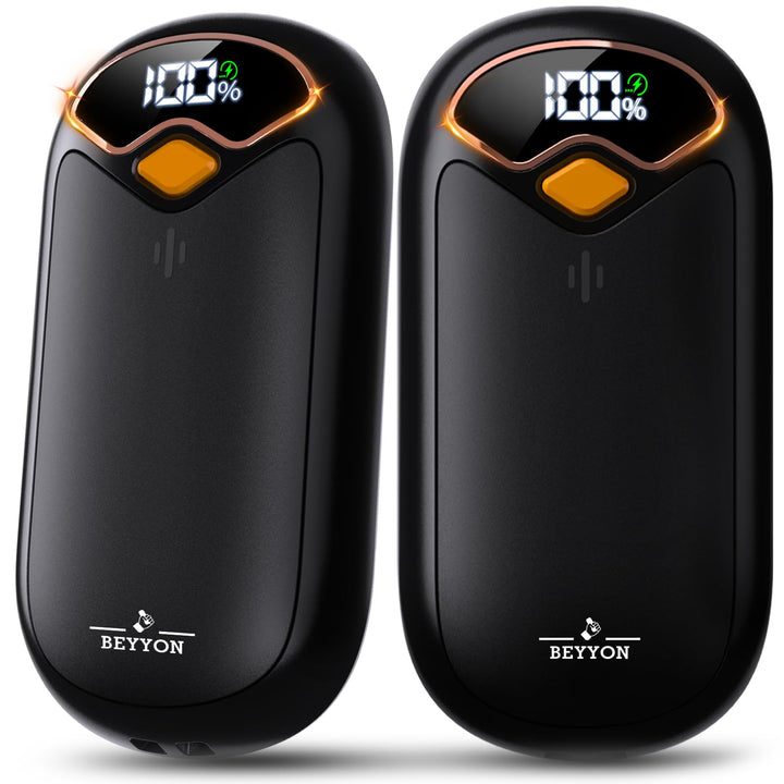 Handwärmer Elektrisch, 2er Pack - Zweiseitig heizende elektrische Handwärmer mit LED-Digitaldisplay,